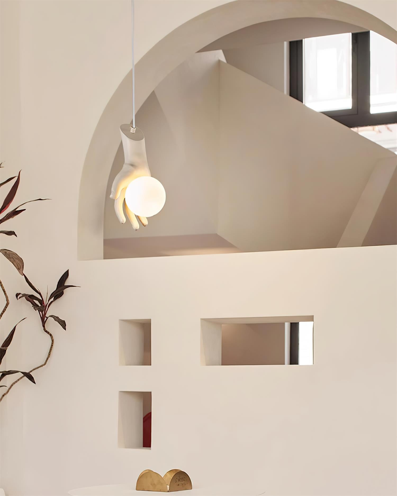 Pendant Light Hand Sculpture Wood Grip Globe - Neutralighting