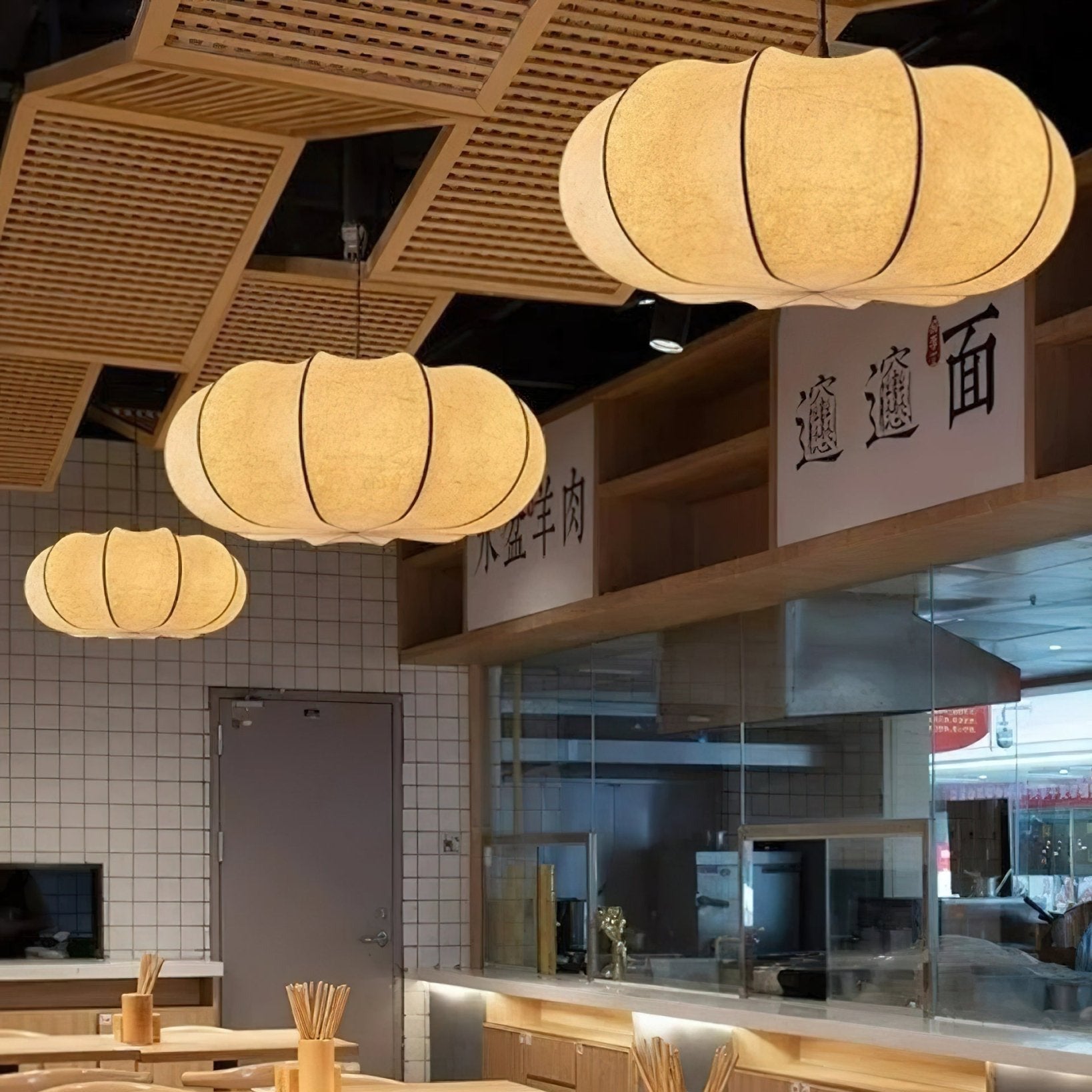 Kiyo Pumpkin Pendant Light Silk - Neutralighting