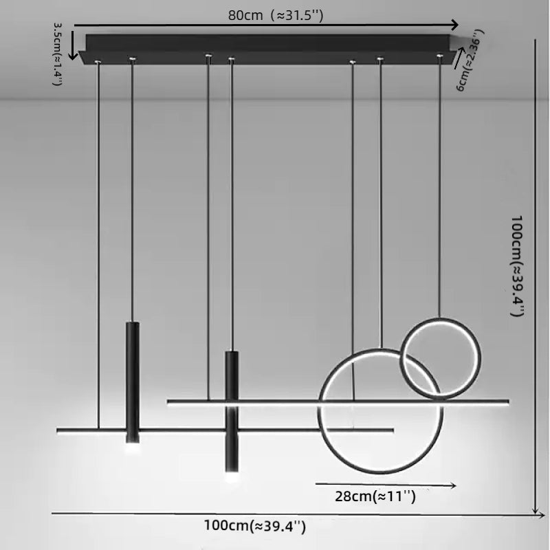 Arisha Modern Pendant Light LED, Double Circle, Gold/Black - Neutralighting