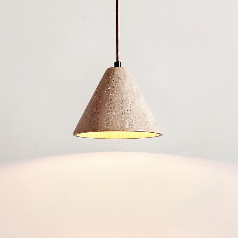 Vaelior Dome Shade Travertine Pendant Light - Neutralighting