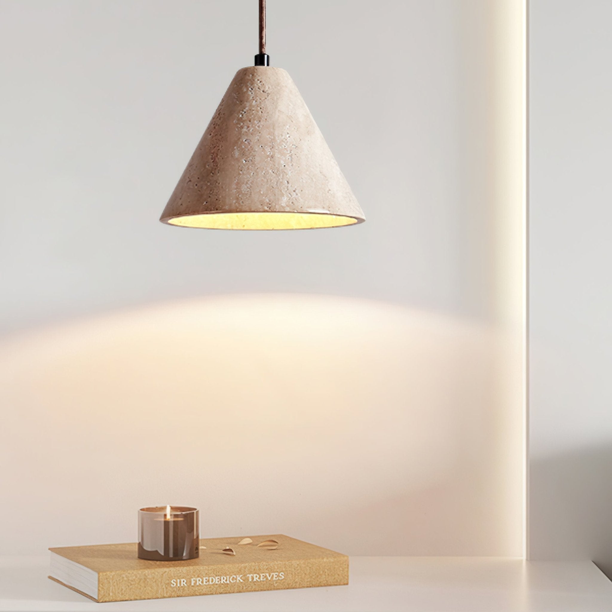 Vaelior Dome Shade Travertine Pendant Light - Neutralighting