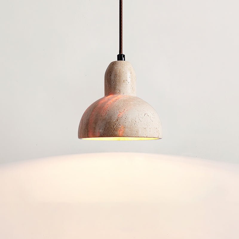 Vaelior Dome Shade Travertine Pendant Light - Neutralighting
