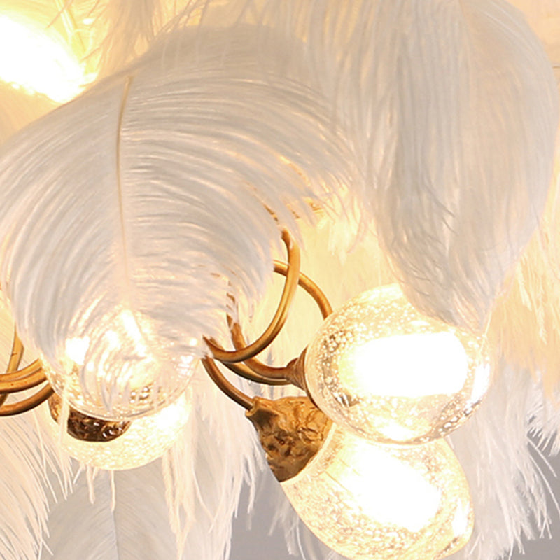 O'Moore Nordic Luxury Pendant Light, Brass/Feather - Neutralighting
