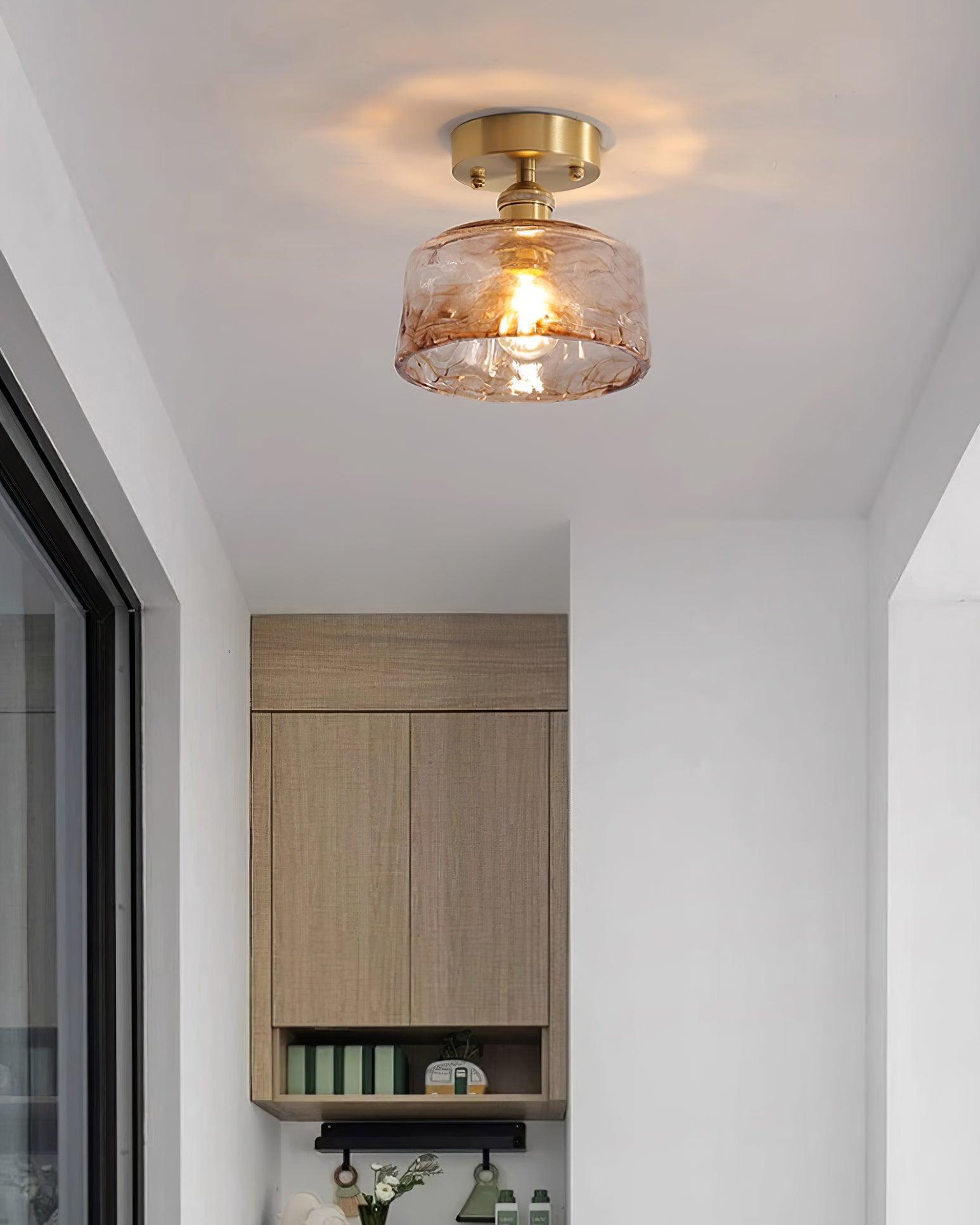 Ceiling Light Amber Swirl Glass - Neutralighting