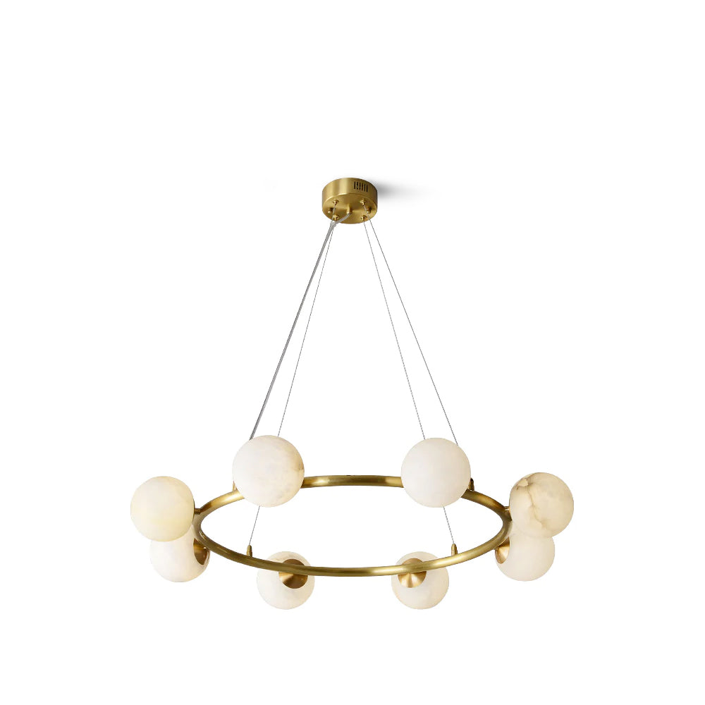 Helix Chandelier Alabaster Globe Halo - Neutralighting