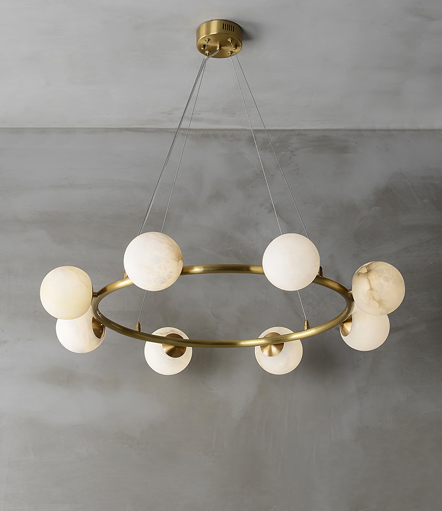 Helix Chandelier Alabaster Globe Halo - Neutralighting