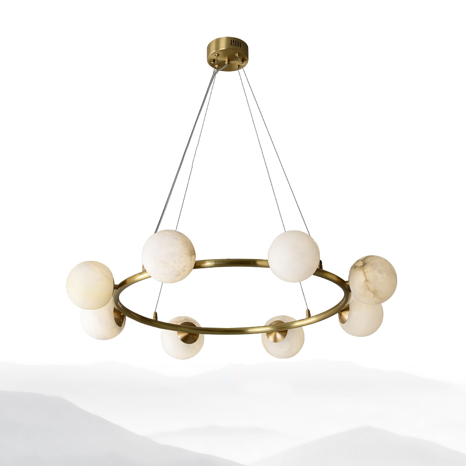 Helix Chandelier Alabaster Globe Halo - Neutralighting