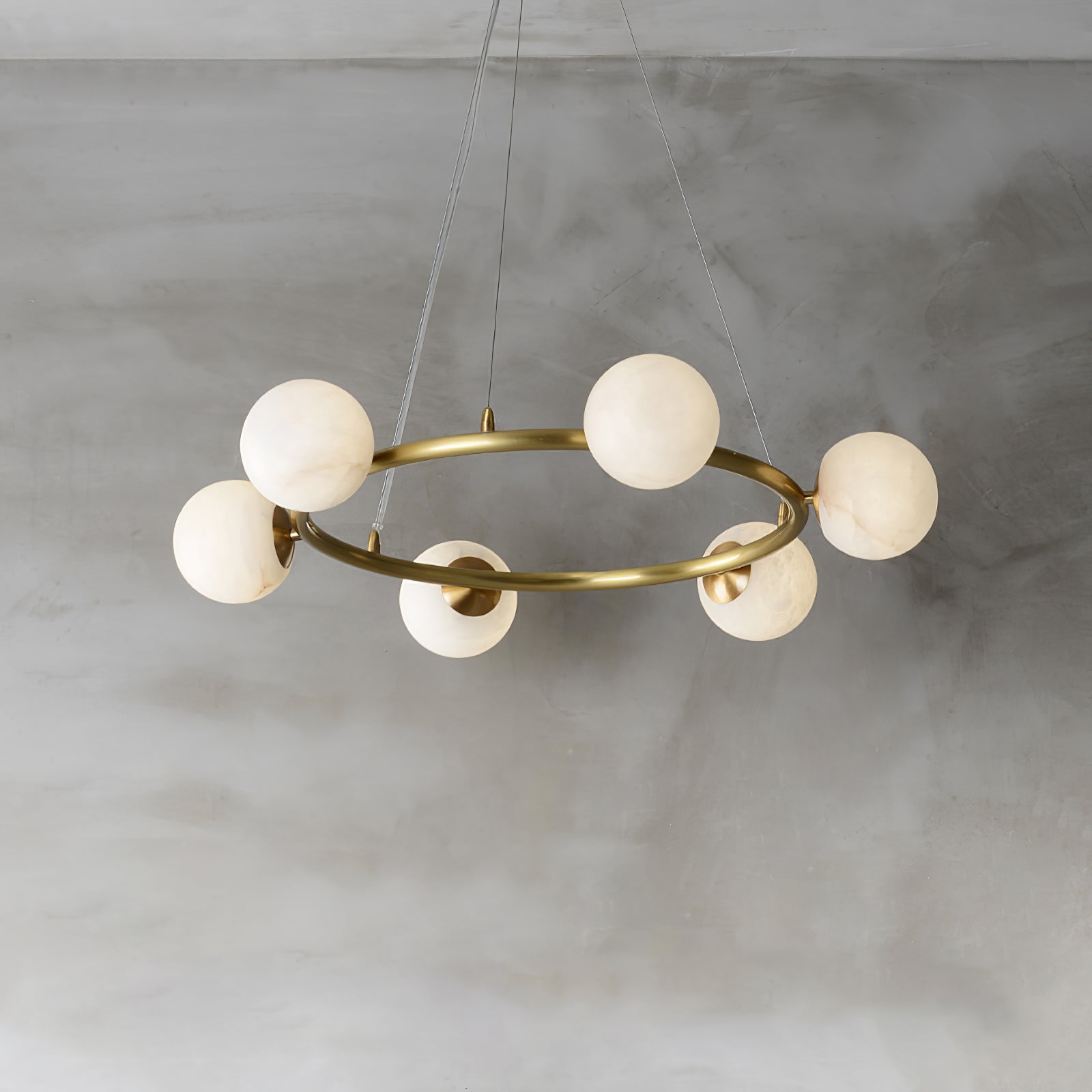 Helix Chandelier Alabaster Globe Halo - Neutralighting