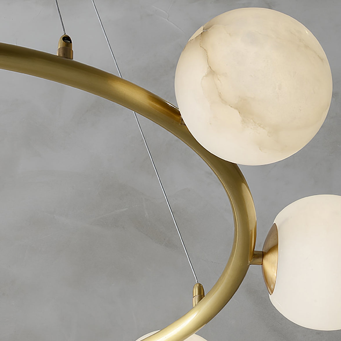 Helix Chandelier Alabaster Globe Halo - Neutralighting