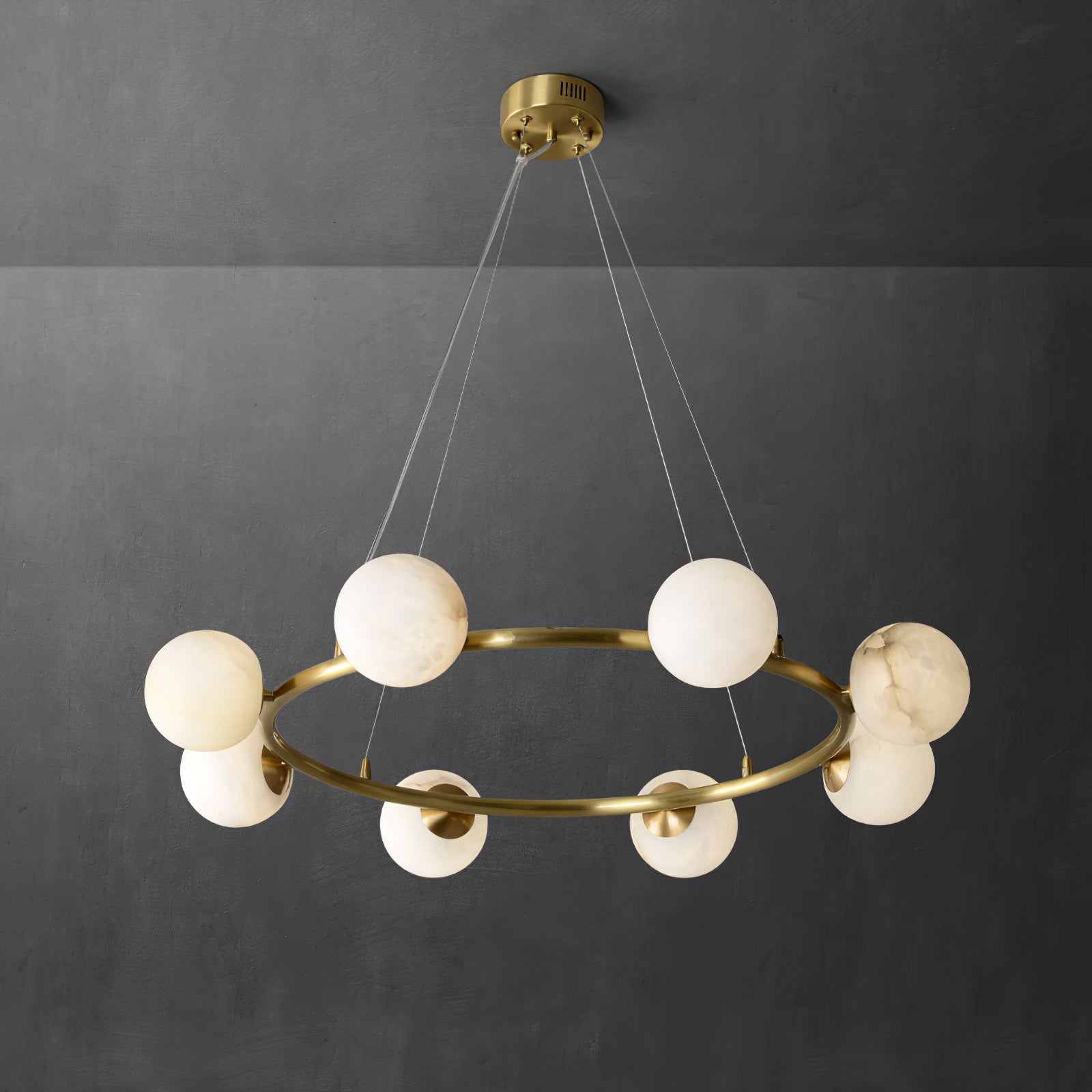 Helix Chandelier Alabaster Globe Halo - Neutralighting