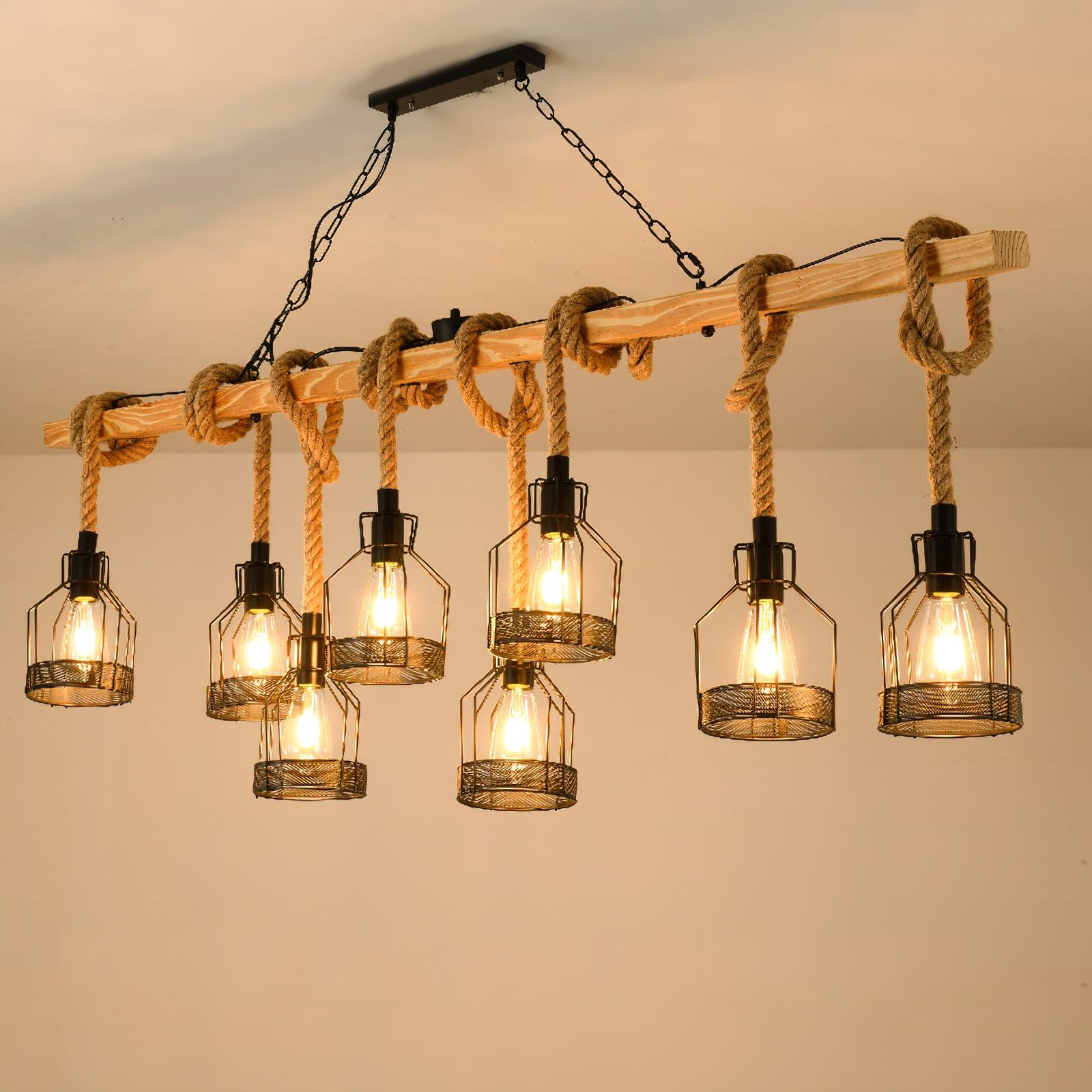Quoro Hemp Rope Industrial Grenade Chandelier - Neutralighting