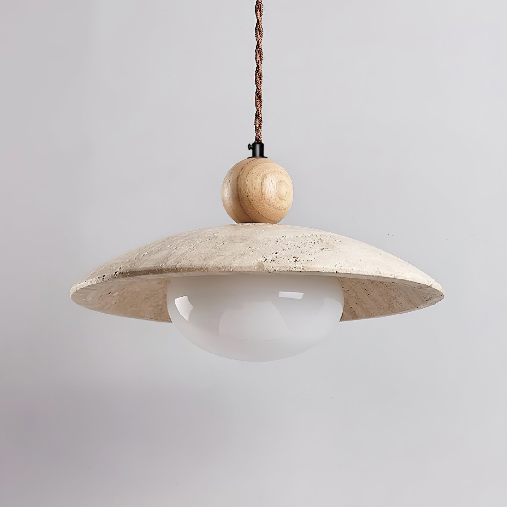 Travaro Travertine Pendant Light with Wooden Accent - Neutralighting