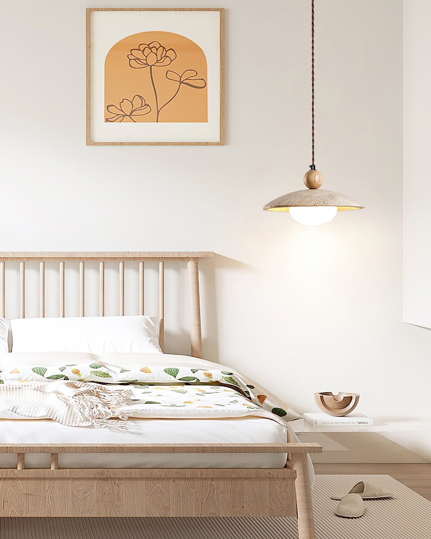 Travaro Travertine Pendant Light with Wooden Accent - Neutralighting