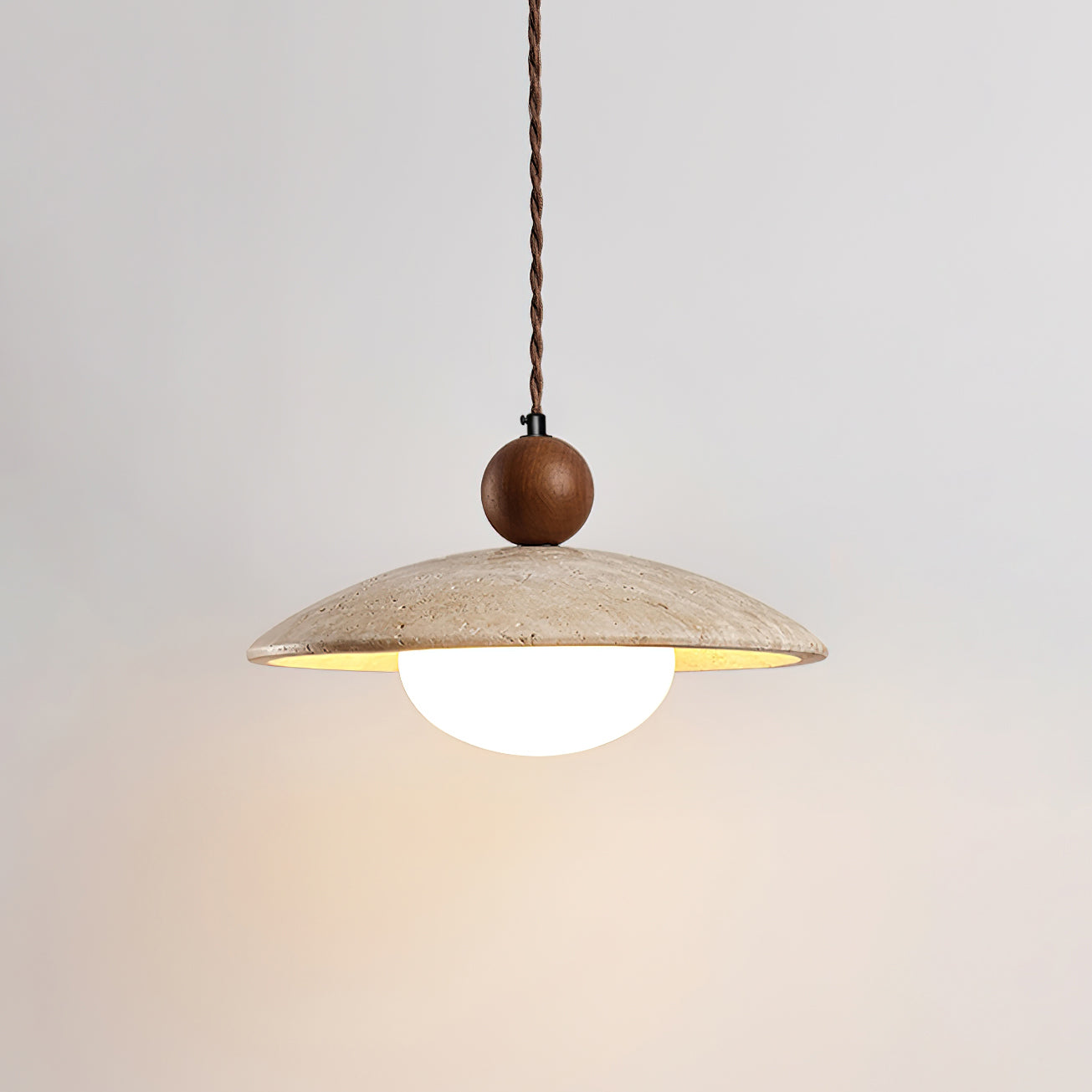 Travaro Travertine Pendant Light with Wooden Accent - Neutralighting