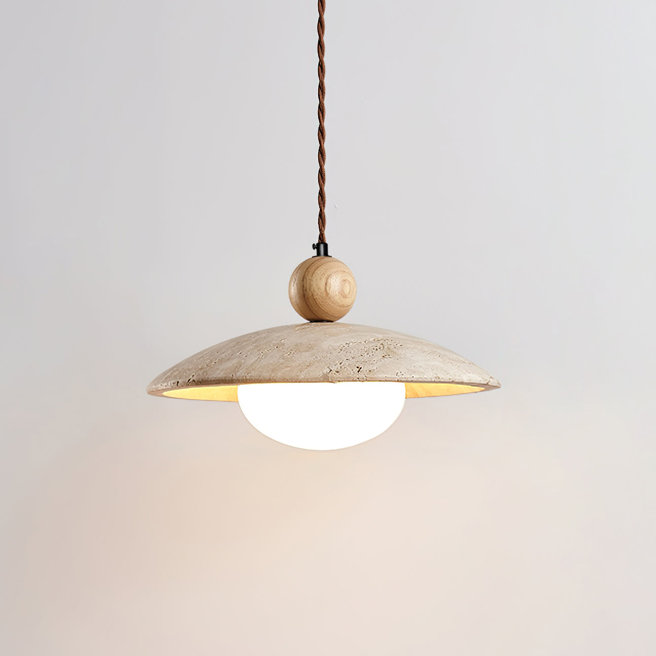 Travaro Travertine Pendant Light with Wooden Accent - Neutralighting