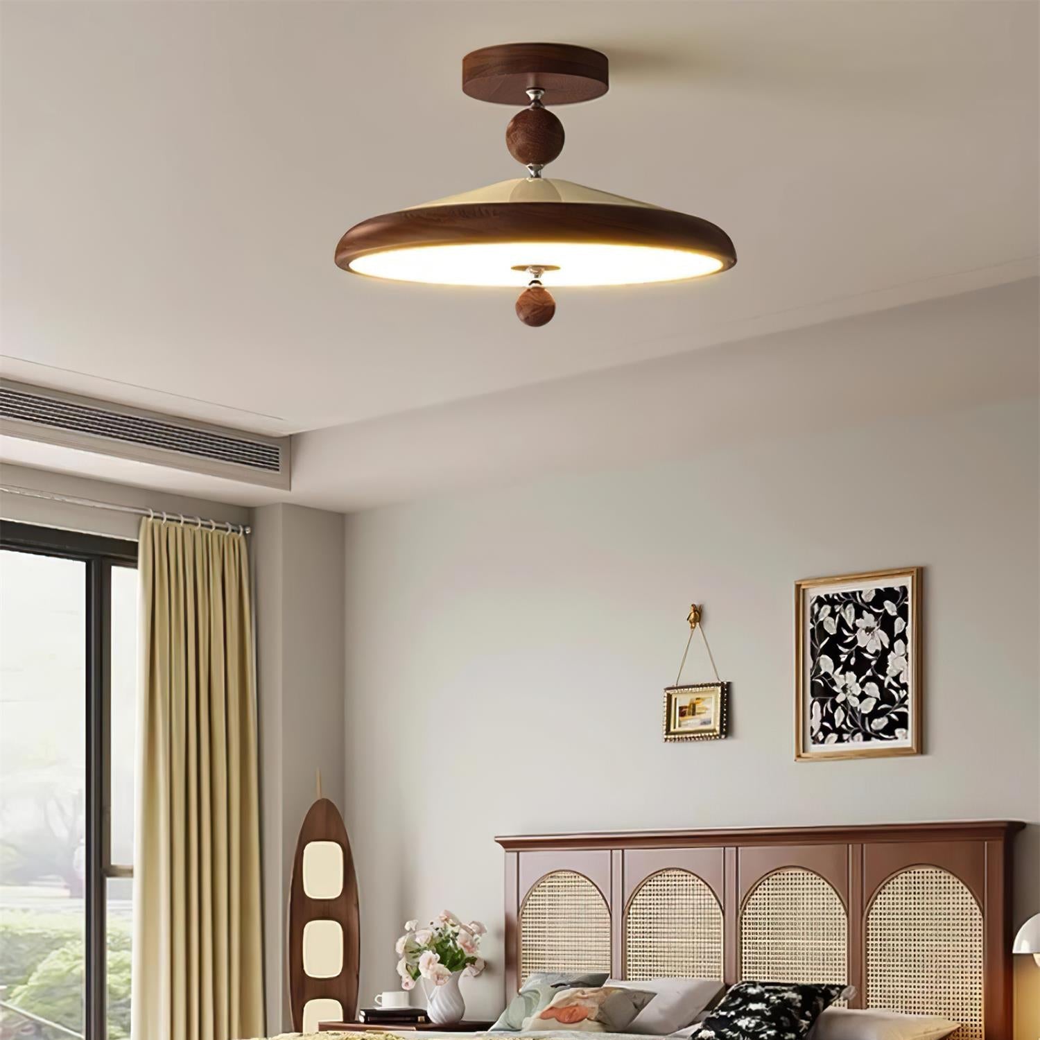 Belano Wooden Frame Round Ceiling Light - Neutralighting