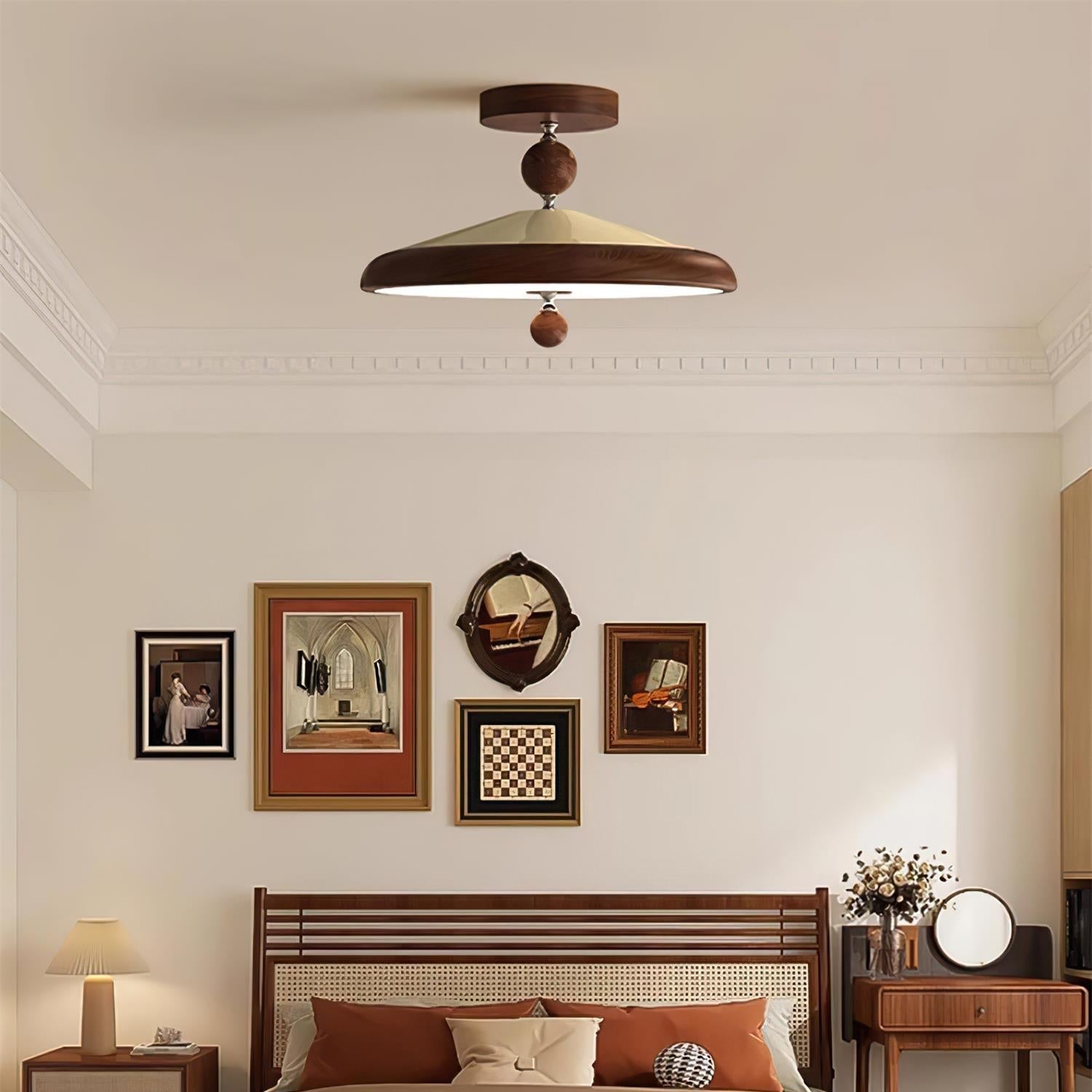 Belano Wooden Frame Round Ceiling Light - Neutralighting