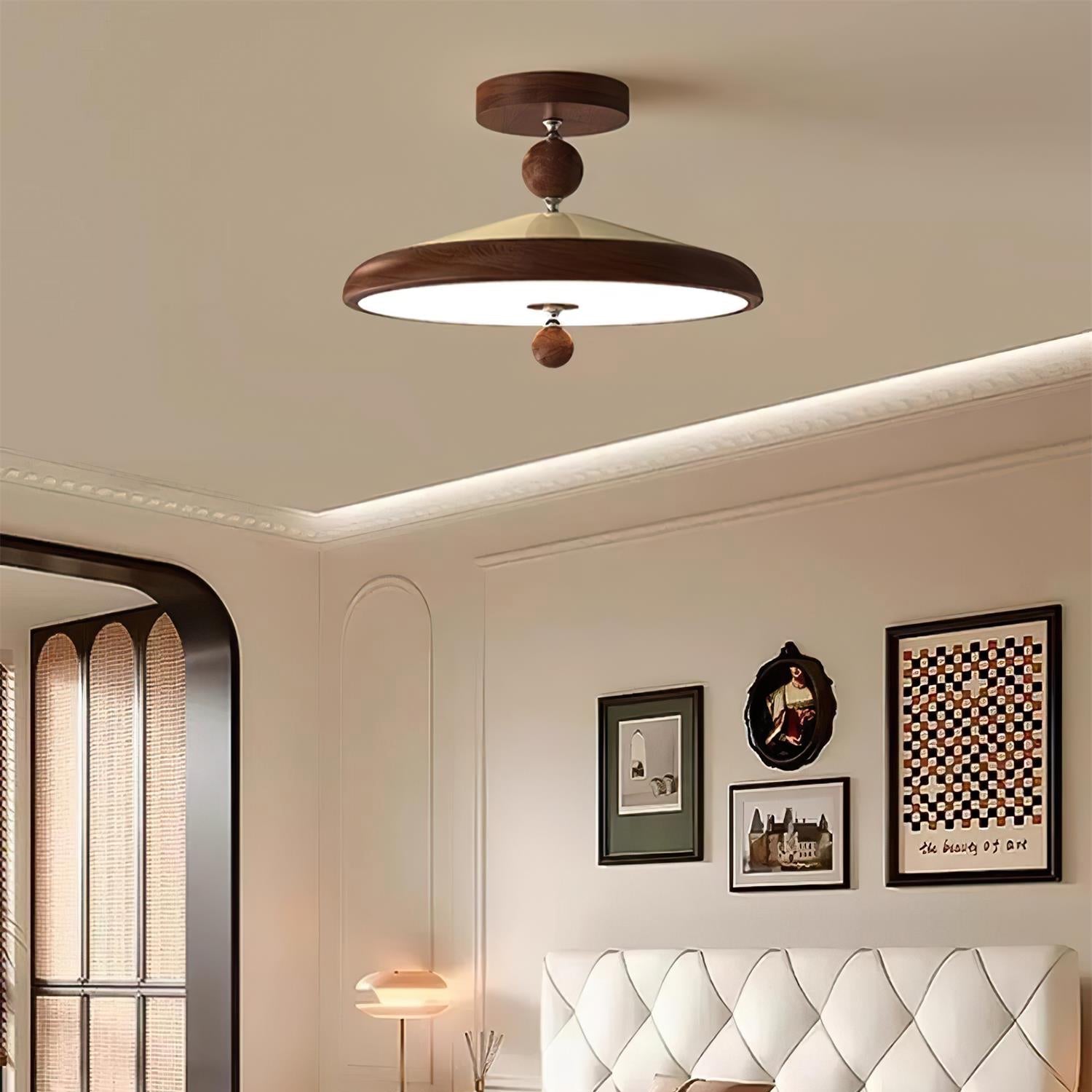 Belano Wooden Frame Round Ceiling Light - Neutralighting