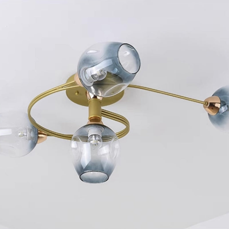 Valentina Flush Mount Ceiling Light, Glass, Black/Gold, Dining Room