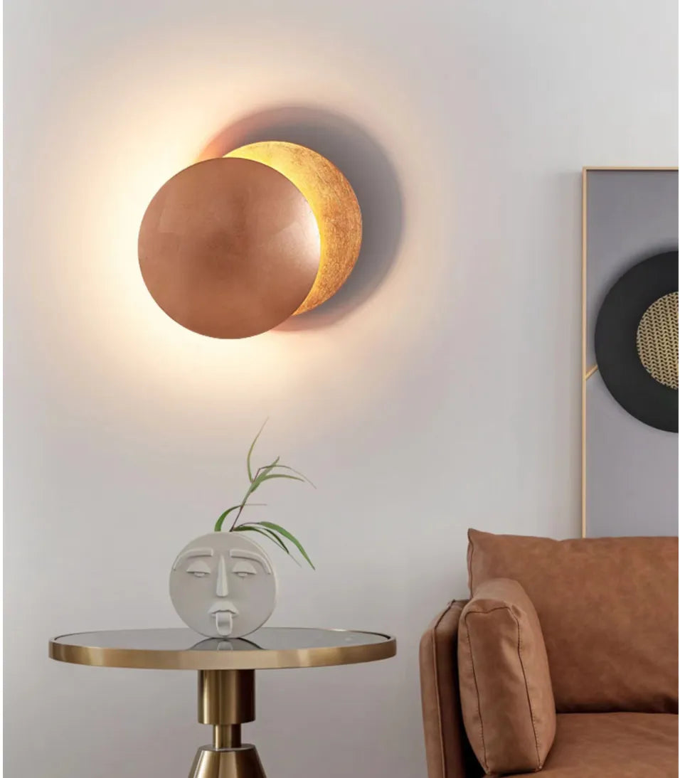 Arisha Modern Minimalist Round Moon Eclipse Wall Lamp - Neutralighting