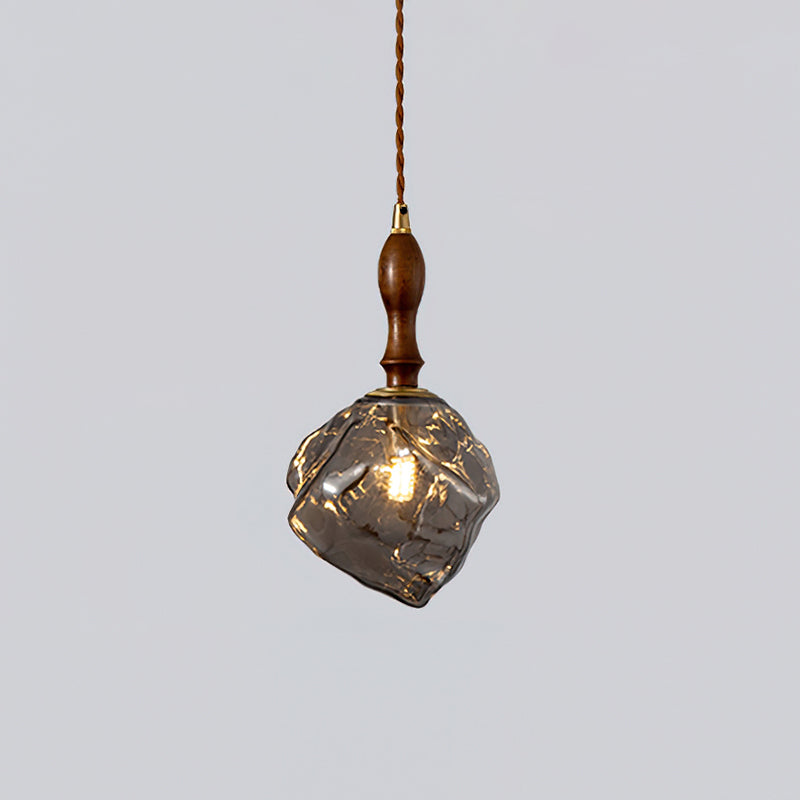 Pendant Light Walnut Wood Glass Cube - Neutralighting