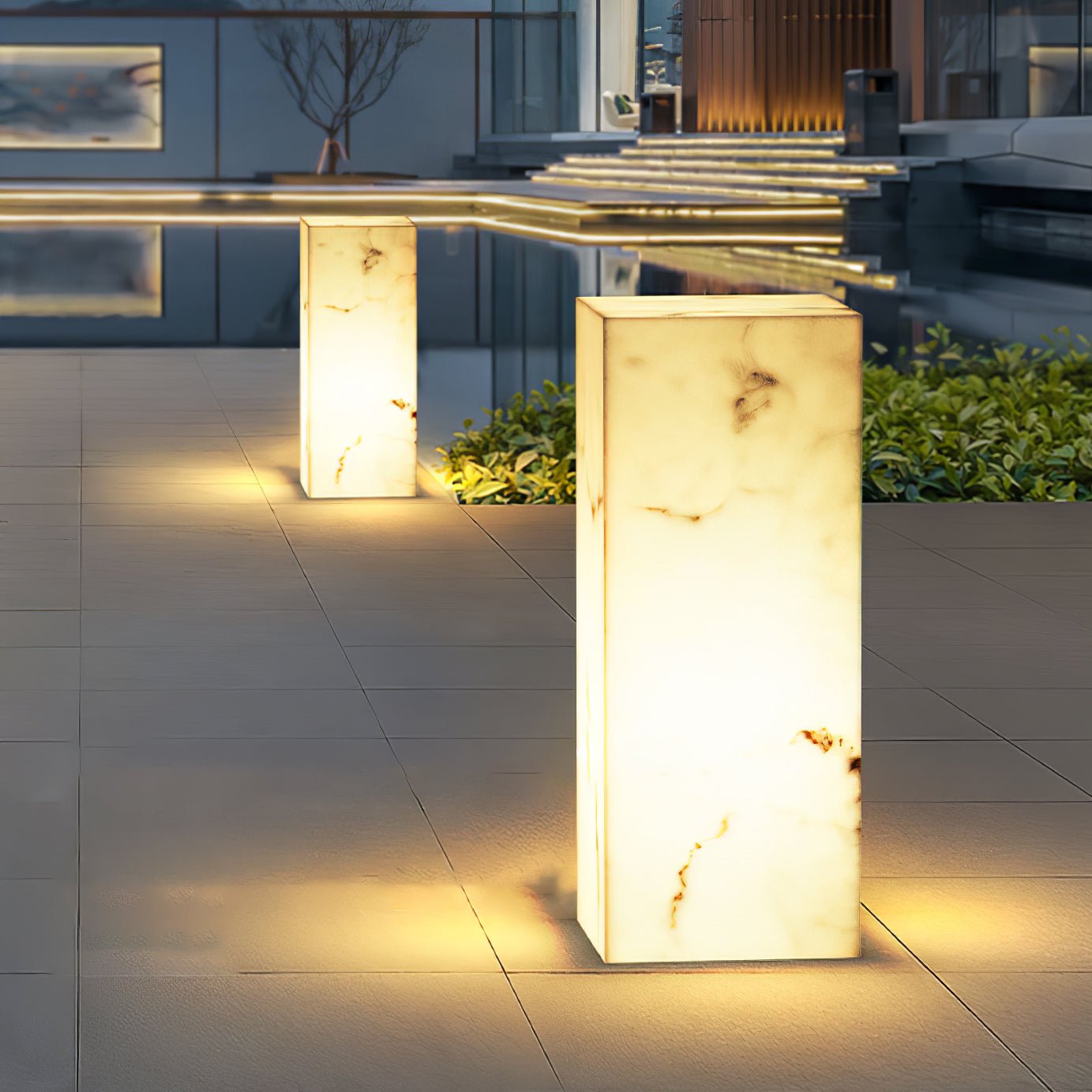 Ray Imitation Marble Cube Outdoor Light - Neutralighting