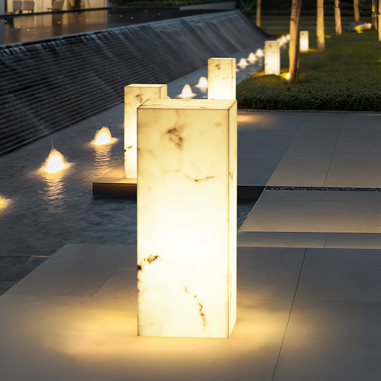 Ray Imitation Marble Cube Outdoor Light - Neutralighting