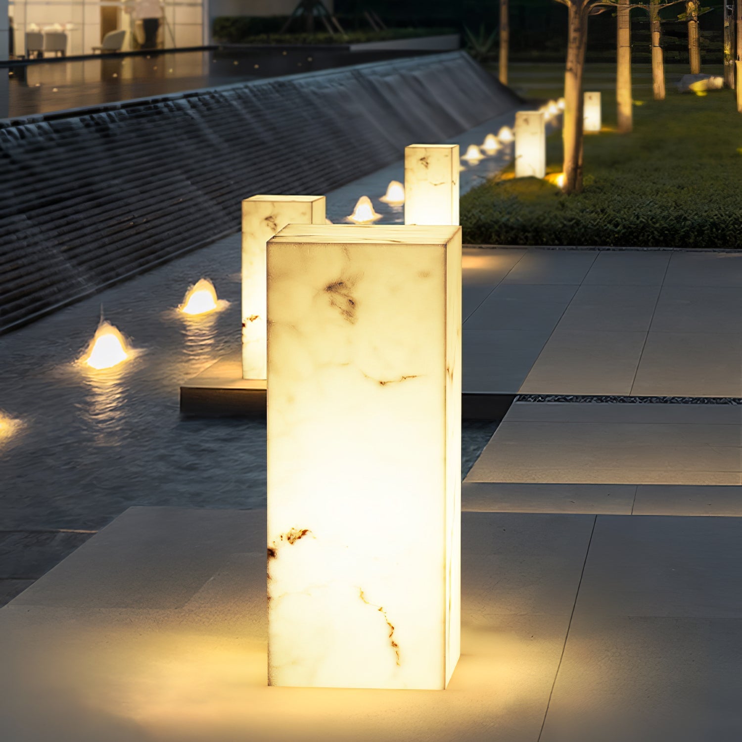 Ray Imitation Marble Cube Outdoor Light - Neutralighting