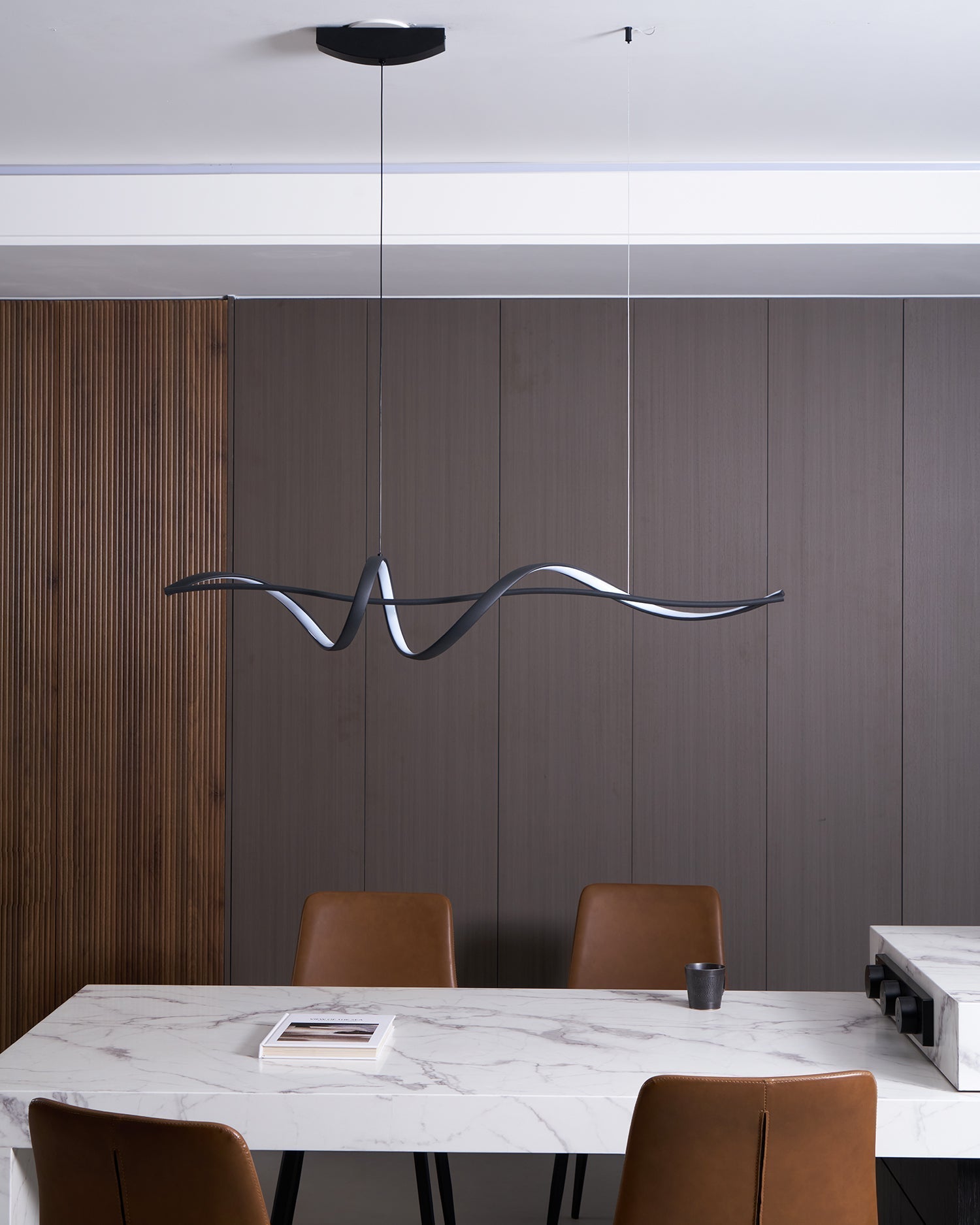 Aveline Modern Black LED Wave Pendant Light - Neutralighting