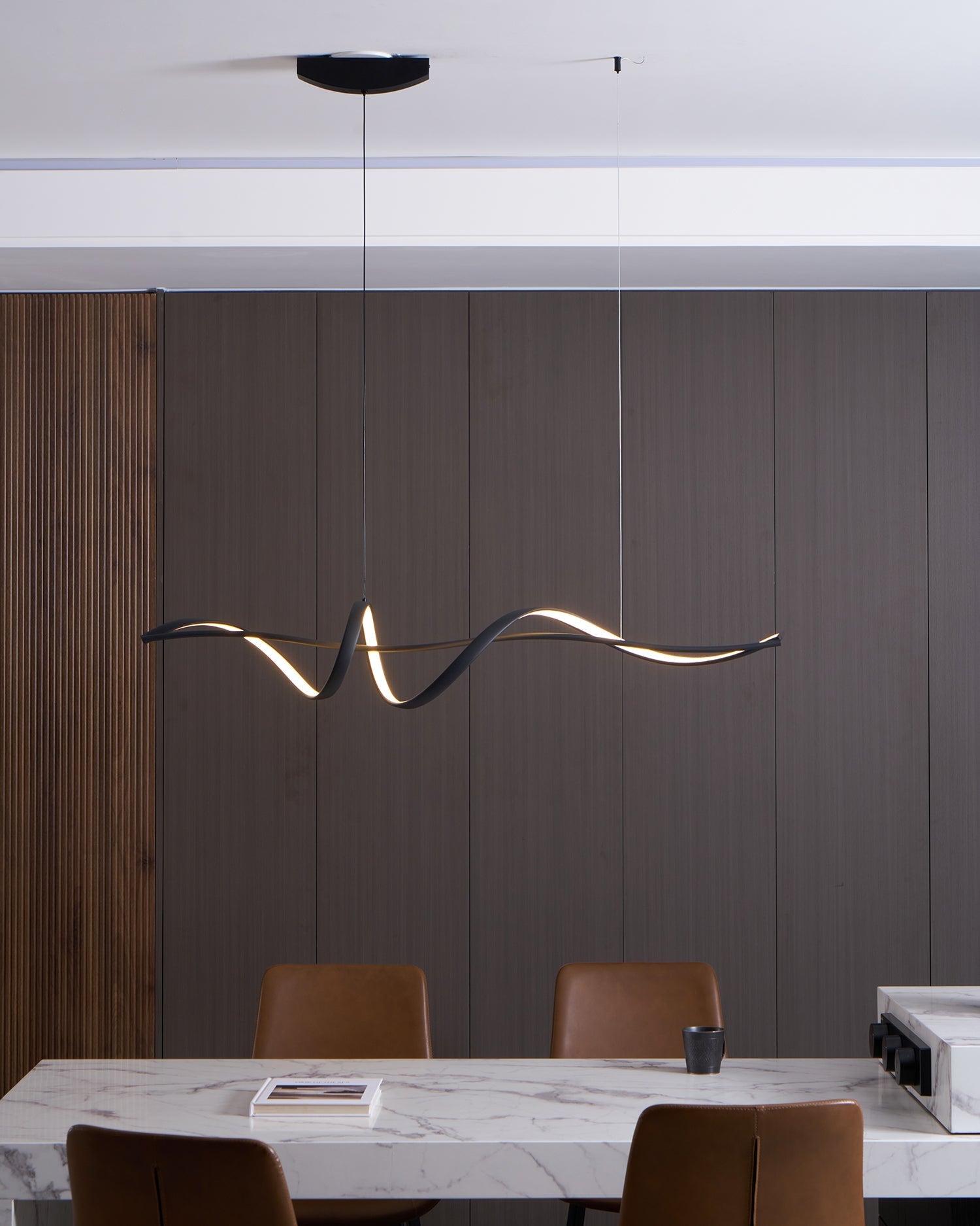 Aveline Modern Black LED Wave Pendant Light - Neutralighting