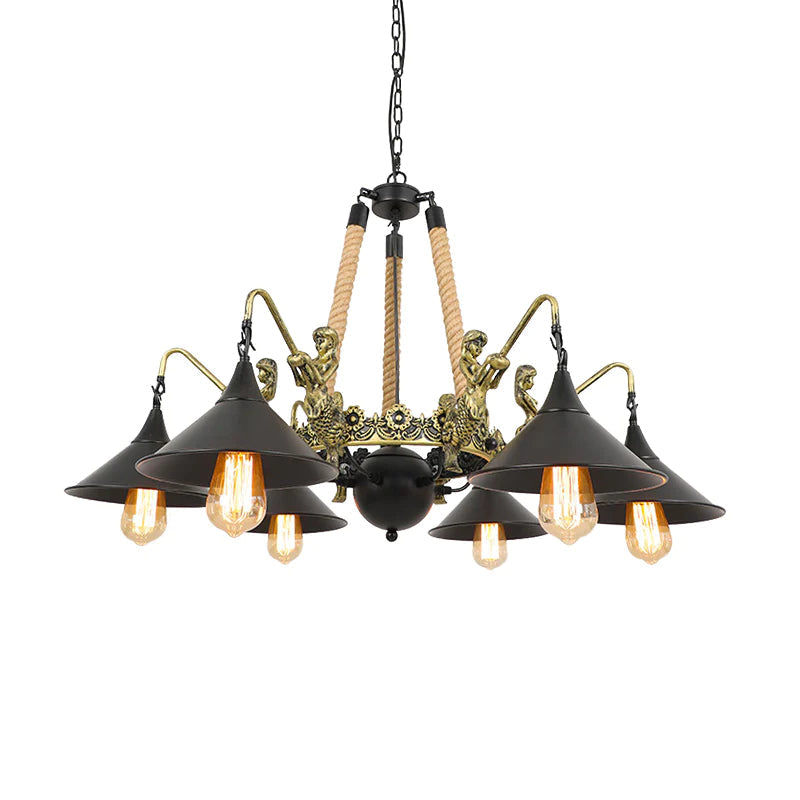 Epoch Vintage Trumpet Chandelier Black Metal Living Room/Restaurant - Neutralighting