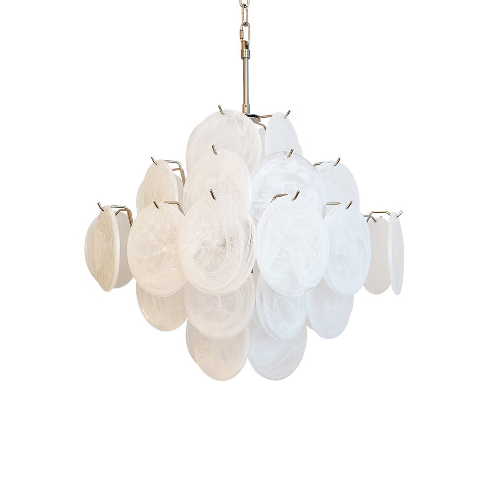 Aurora Chandelier White Murano Glass Disc Cluster