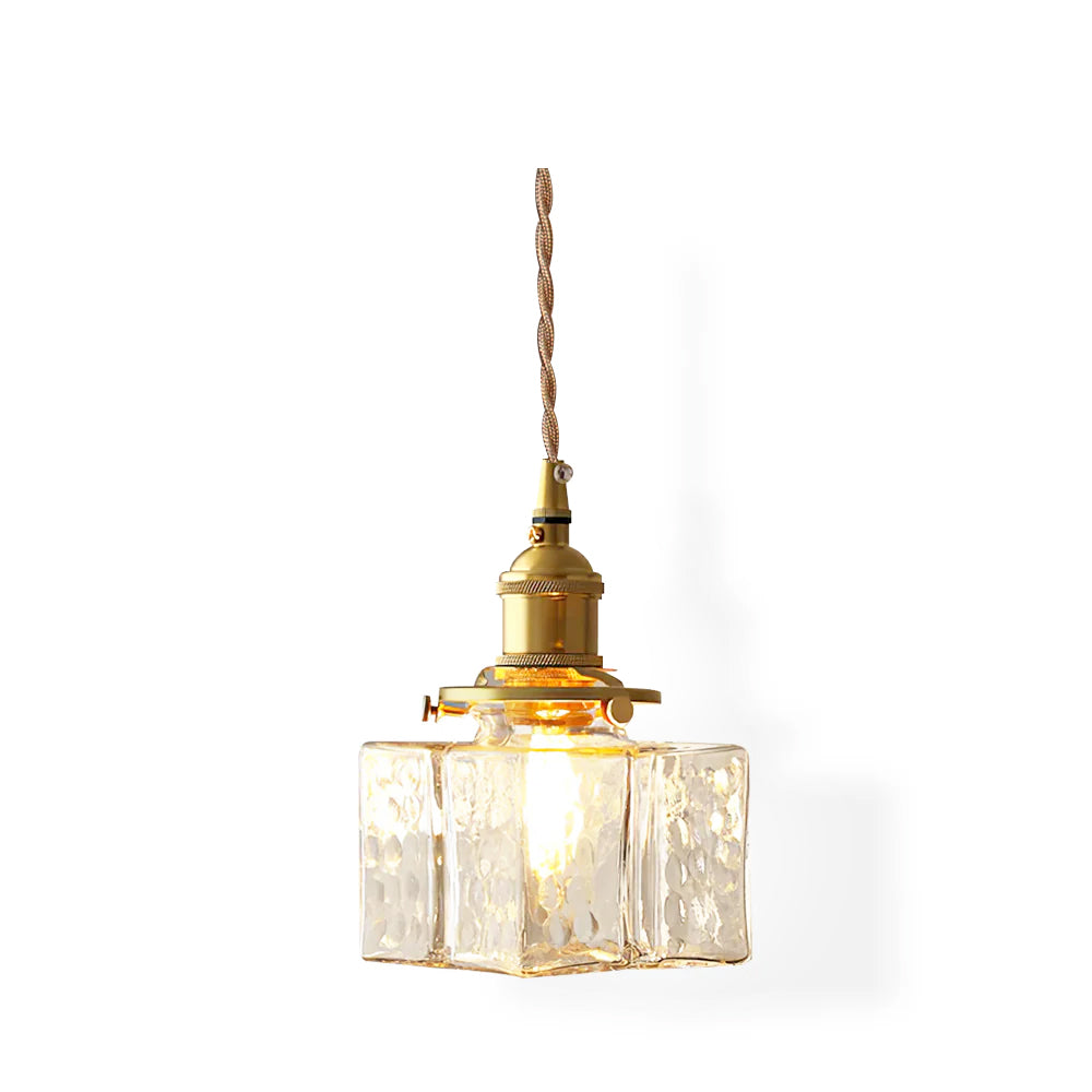 Ovely Vintage Glass Brass Hammered Pendant Light - Neutralighting