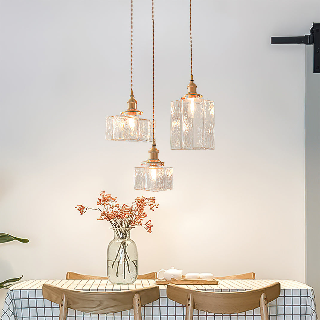 Ovely Vintage Glass Brass Hammered Pendant Light - Neutralighting