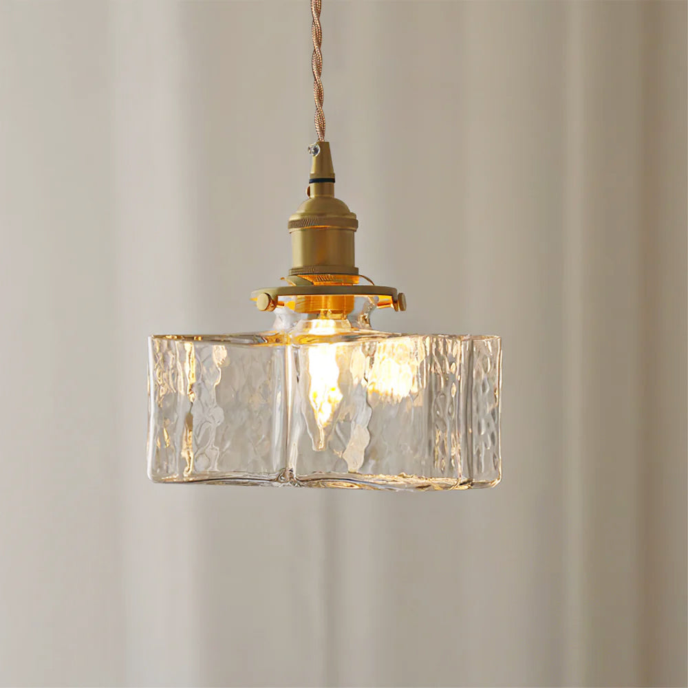 Ovely Vintage Glass Brass Hammered Pendant Light - Neutralighting