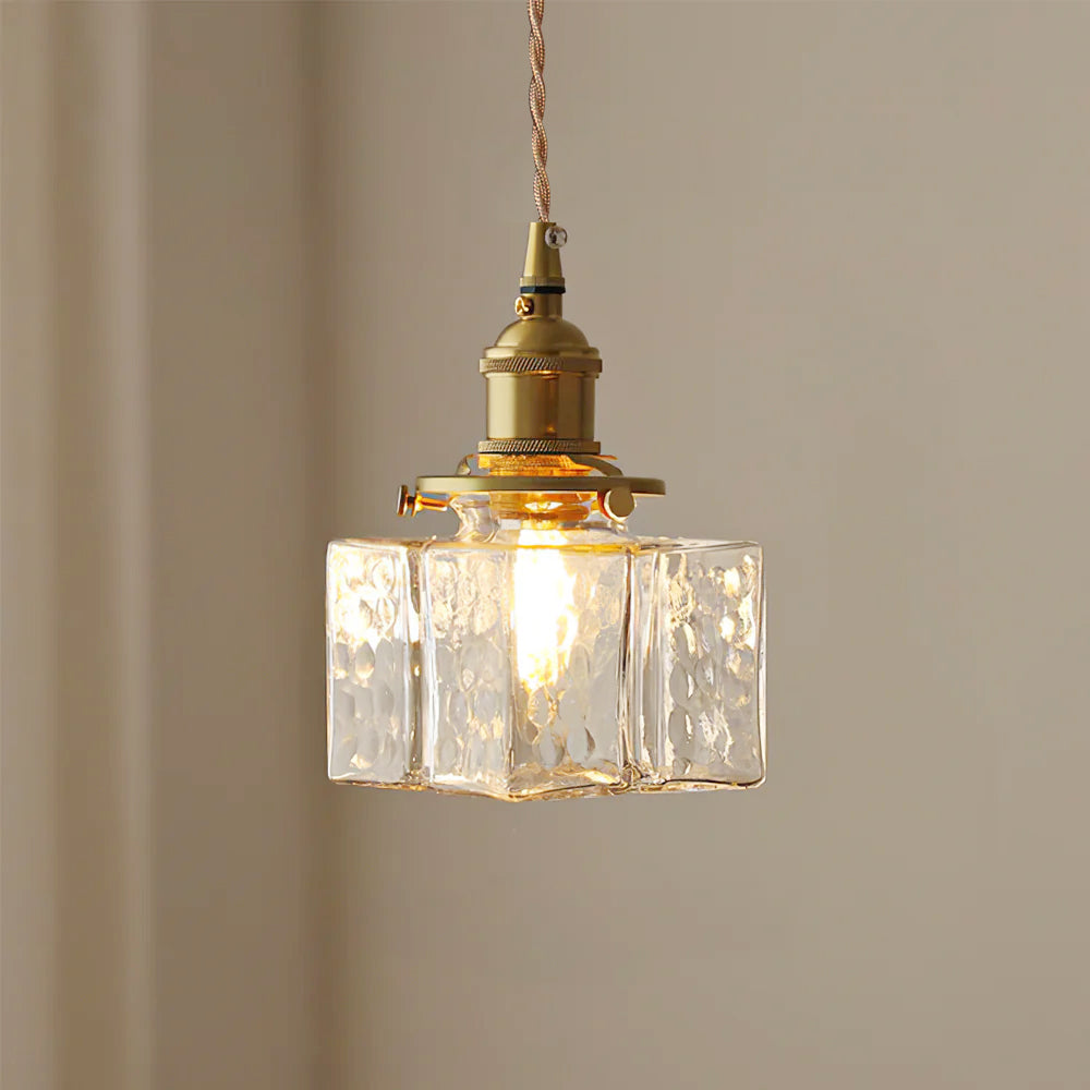 Ovely Vintage Glass Brass Hammered Pendant Light - Neutralighting