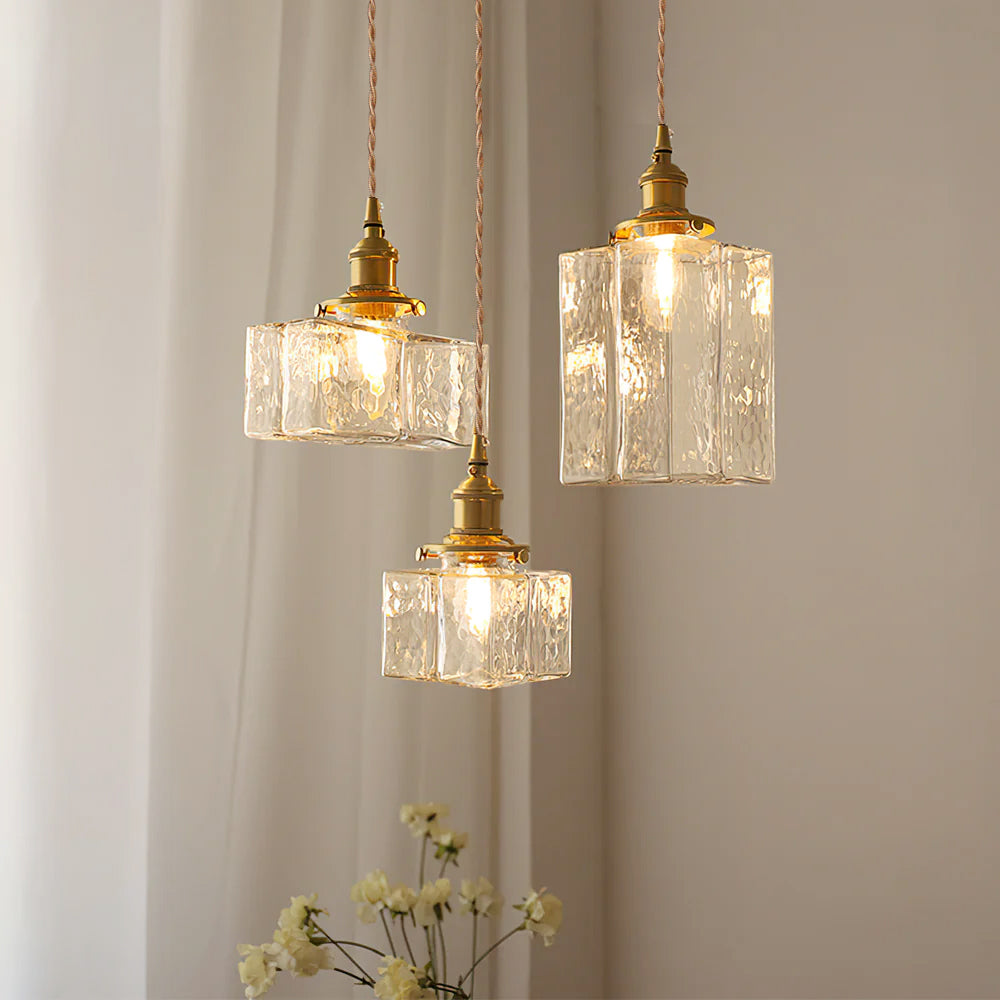Ovely Vintage Glass Brass Hammered Pendant Light - Neutralighting