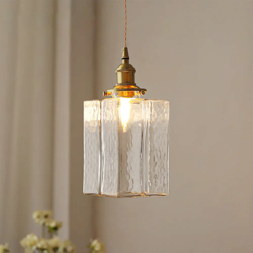 Ovely Vintage Glass Brass Hammered Pendant Light - Neutralighting
