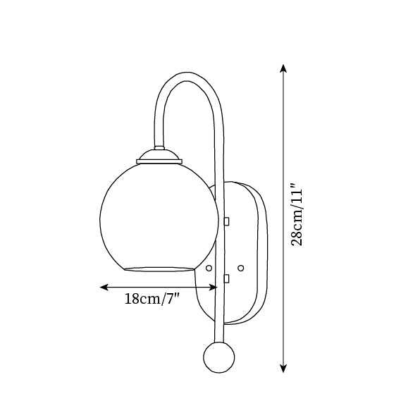 Wall Lamp Metal and Glass Smooth Globe with Wooden Backplate - Neutralighting
