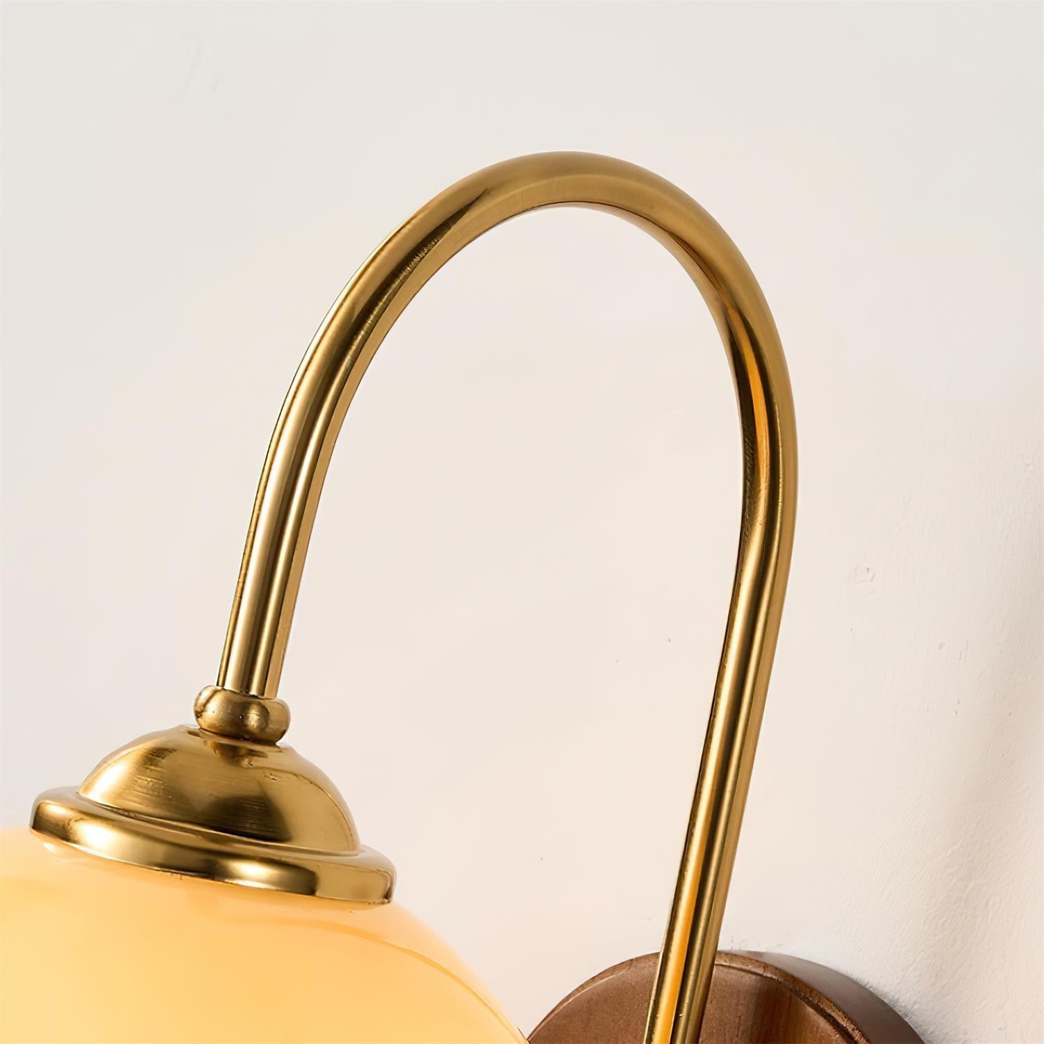 Wall Lamp Metal and Glass Smooth Globe with Wooden Backplate - Neutralighting