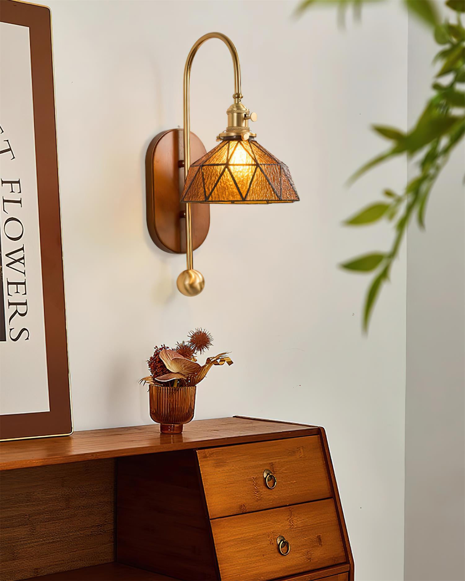 Wall Lamp Metal and Glass Smooth Globe with Wooden Backplate - Neutralighting