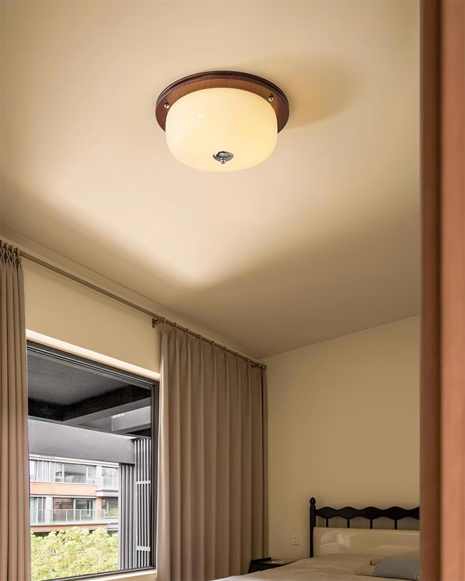 Ceiling Light Glass Flush Mount Modern Minimalist Walnut Brown - Neutralighting