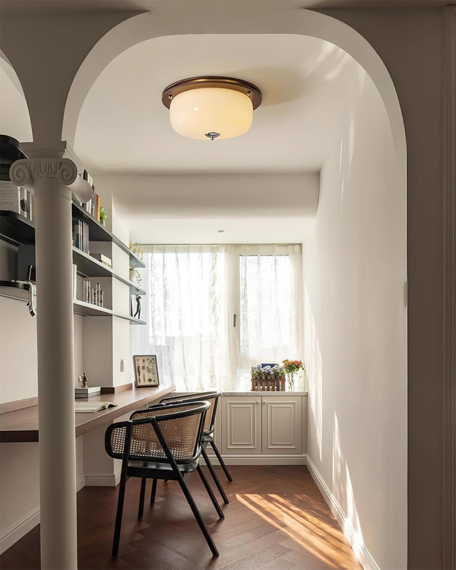 Ceiling Light Glass Flush Mount Modern Minimalist Walnut Brown - Neutralighting