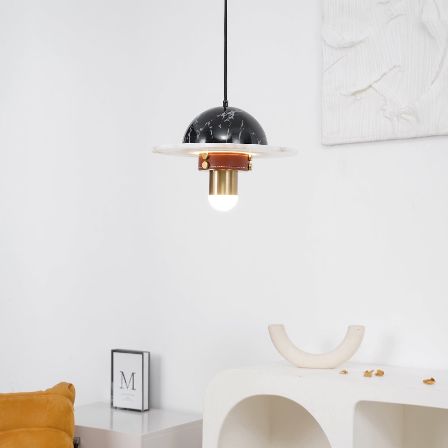 Jutta Pendant Lamp Marble Leather Fusion - Neutralighting