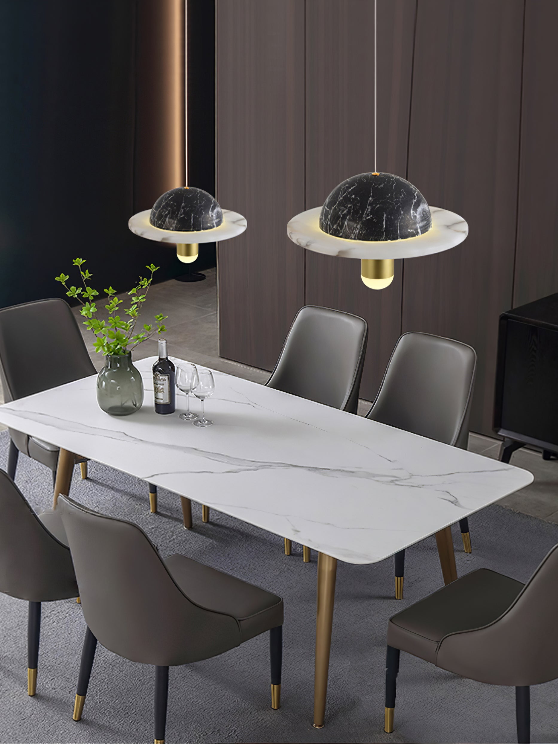 Jutta Pendant Lamp Marble Leather Fusion - Neutralighting