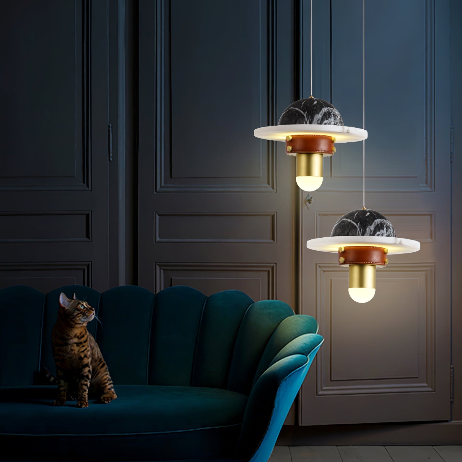 Jutta Pendant Lamp Marble Leather Fusion - Neutralighting