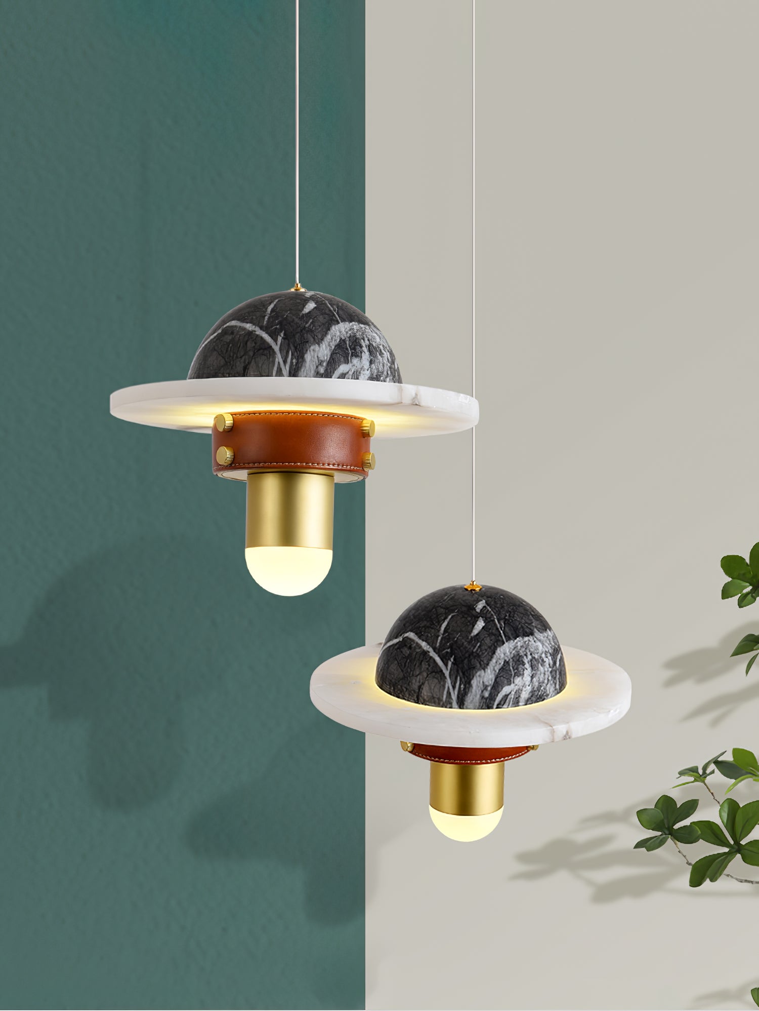 Jutta Pendant Lamp Marble Leather Fusion - Neutralighting