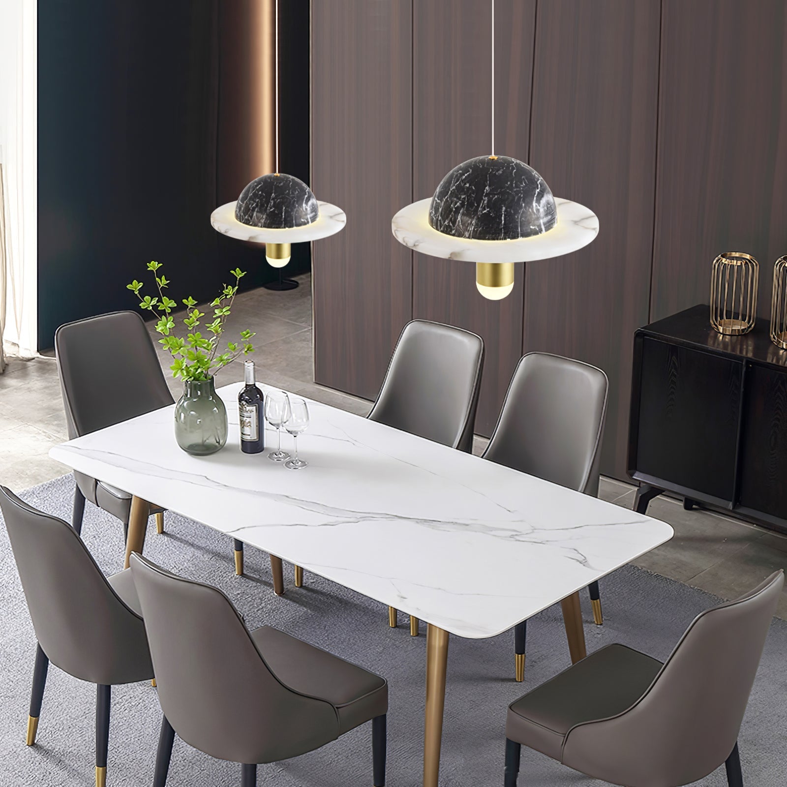 Jutta Pendant Lamp Marble Leather Fusion - Neutralighting