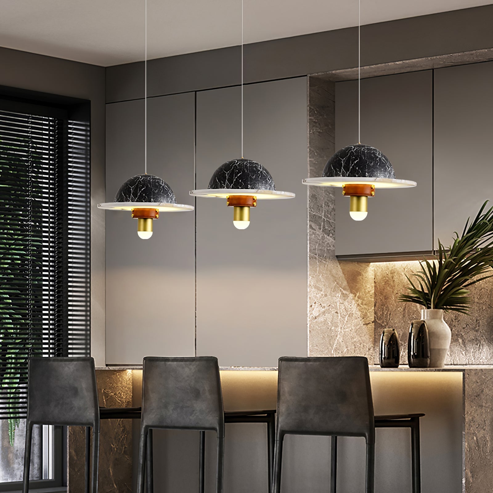 Jutta Pendant Lamp Marble Leather Fusion - Neutralighting