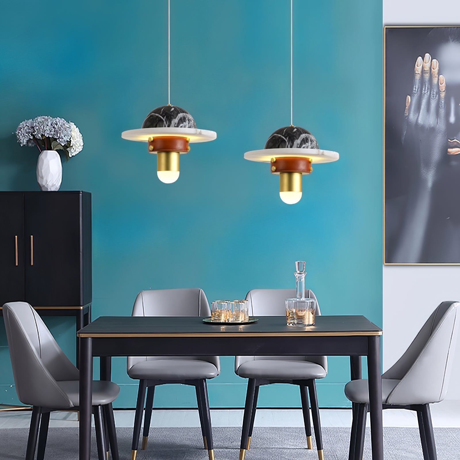 Jutta Pendant Lamp Marble Leather Fusion - Neutralighting
